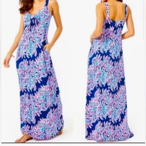 Lilly Pulitzer Maui Miss Shell Blue Oyster Bay Sleeveless Maxi Dress